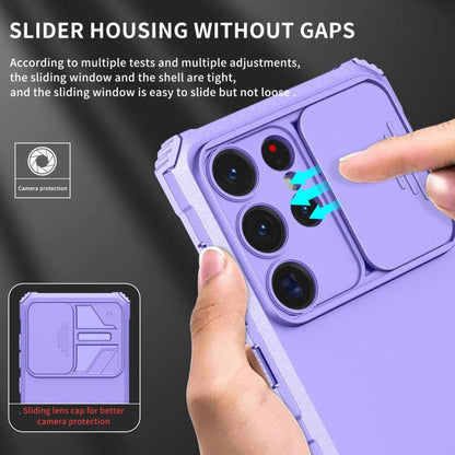 For Samsung Galaxy S25 Ultra 5G Stereoscopic Holder Sliding Camshield Phone Case(Purple) - Galaxy S25 Ultra 5G Cases by buy2fix | Online Shopping UK | buy2fix