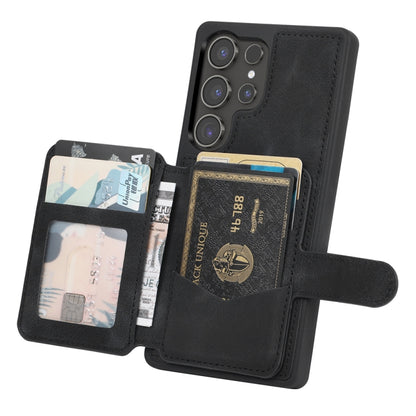 For Samsung Galaxy S25 Ultra 5G Skin Feel Dream RFID Anti-theft PU Card Bag Phone Case(Black) - Galaxy S25 Ultra 5G Cases by buy2fix | Online Shopping UK | buy2fix