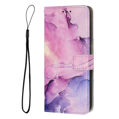 For Samsung Galaxy S25 5G Painted Marble Pattern Leather Phone Case(Purple) - Galaxy S25 5G Cases by buy2fix | Online Shopping UK | buy2fix