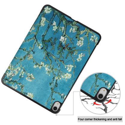 For iPad Air 11 2024 / 2022 / 2020 10.9 Colored Drawing Horizontal Flip Leather Case with Three-folding Holder & Sleep / Wake-up Function(Apricot Flower) - iPad Air (2022) / (2020) 10.9 Cases by buy2fix | Online Shopping UK | buy2fix