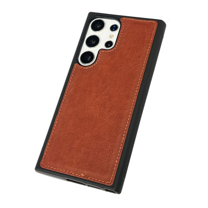 For Samsung Galaxy S25 5G Cowhide Texture Back Cover Phone Case(Brown) - Galaxy S25 5G Cases by buy2fix | Online Shopping UK | buy2fix