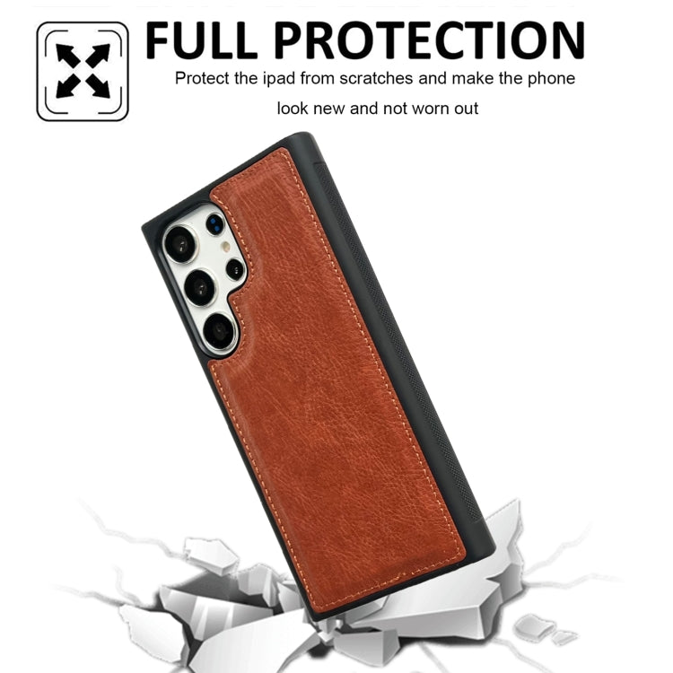 For Samsung Galaxy S25 5G Cowhide Texture Back Cover Phone Case(Brown) - Galaxy S25 5G Cases by buy2fix | Online Shopping UK | buy2fix