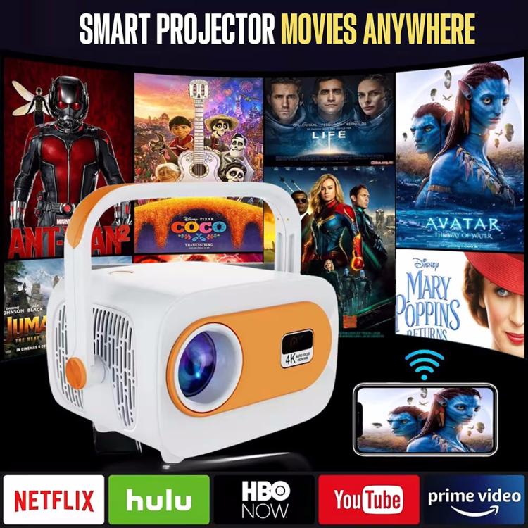 JY325 1280 x 720P 200ANSI Amlogic H713 CPU Android 11.0 Portable Projector, AU Plug(White) - LED Projector by buy2fix | Online Shopping UK | buy2fix