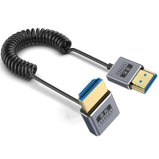 0.7m Coiled Coaxial 8K 48Gbps HDMI 2.1 Cable, Port:Upward Bend - Cable by buy2fix | Online Shopping UK | buy2fix