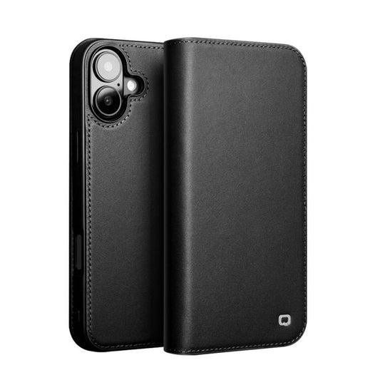 For iPhone 16 QIALINO Classic Gen2 Genuine Leather Phone Case(Black) - iPhone 16 Cases by QIALINO | Online Shopping UK | buy2fix