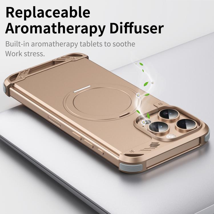 For iPhone 16 Plus R-JUST RJ63-1 Frameless Aroma Mecha MagSafe Holder Phone Case(Titanium) - iPhone 16 Plus Cases by R-JUST | Online Shopping UK | buy2fix