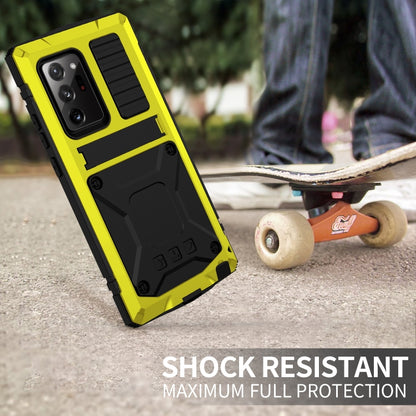 For Samsung Galaxy Note 20 R-JUST Shockproof Waterproof Dust-proof Metal + Silicone Protective Case with Holder(Yellow) - Galaxy Note20 Cases by R-JUST | Online Shopping UK | buy2fix