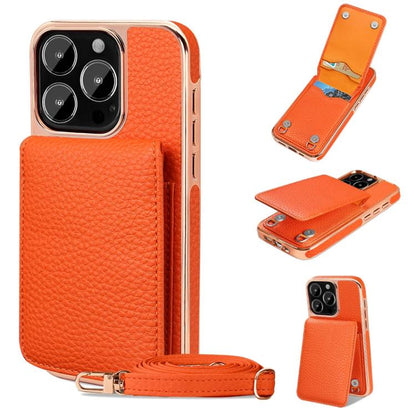 For iPhone 16 Pro Max VIETAO Litchi Texture Wallet PU Phone Case with Lanyard(Orange) - iPhone 16 Pro Max Cases by VIETAO | Online Shopping UK | buy2fix