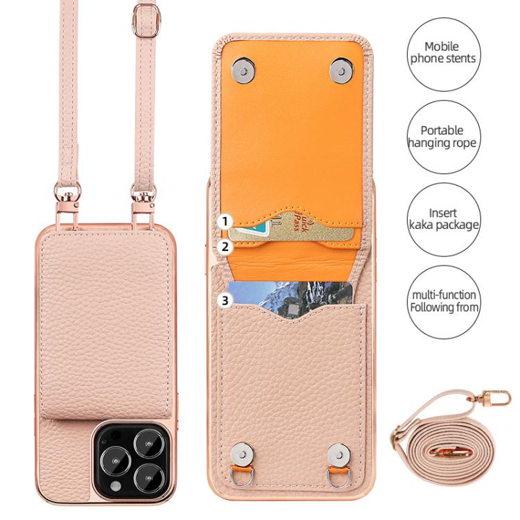 For iPhone 16 VIETAO Litchi Texture Wallet PU Phone Case with Lanyard(Pink) - iPhone 16 Cases by VIETAO | Online Shopping UK | buy2fix