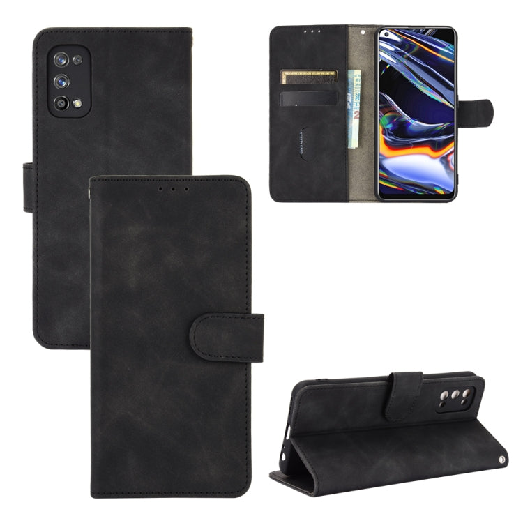 For OPPO Realme 7 Pro Solid Color Skin Feel Magnetic Buckle Horizontal Flip Calf Texture PU Leather Case with Holder & Card Slots & Wallet(Black) - Realme Cases by buy2fix | Online Shopping UK | buy2fix