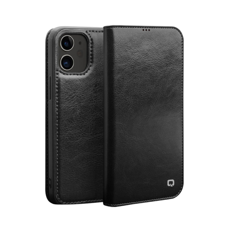 For iPhone 12 / 12 Pro QIALINO Horizontal Flip Leather Case with Holder & Card Slots & Wallet(Black) - iPhone 12 / 12 Pro Cases by QIALINO | Online Shopping UK | buy2fix