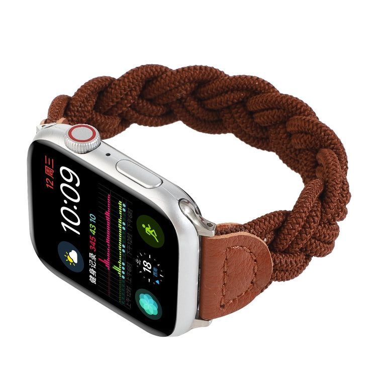 Elastic Woven Watch Band For Apple Watch Ultra 49mm&Watch Ultra 2 49mm / Series 9&8&7 45mm / SE 3&SE 2&6&SE&5&4 44mm / 3&2&1 42mm, Length:130mm(Coffee) - Watch Bands by buy2fix | Online Shopping UK | buy2fix