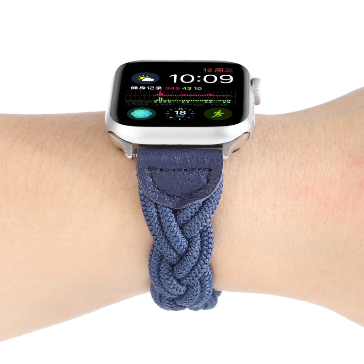 Elastic Woven Watch Band For Apple Watch Ultra 49mm&Watch Ultra 2 49mm / Series 9&8&7 45mm / SE 3&SE 2&6&SE&5&4 44mm / 3&2&1 42mm, Length:160mm(Blue) - Watch Bands by buy2fix | Online Shopping UK | buy2fix