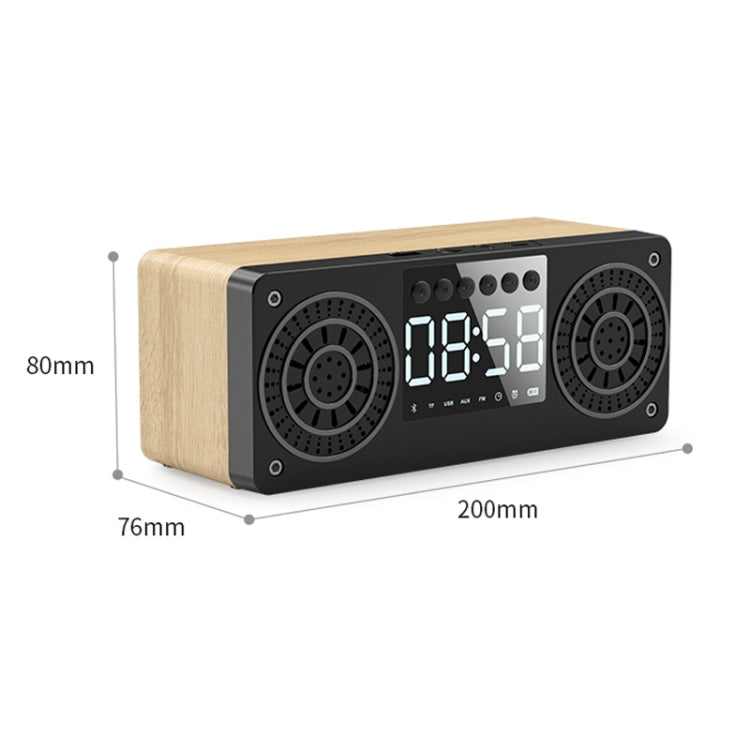 A10 Subwoofer Wooden Clock Bluetooth 5.0 Speaker, Support TF Card & U Disk Play & FM Radio(Yellow) - Desktop Speaker by buy2fix | Online Shopping UK | buy2fix