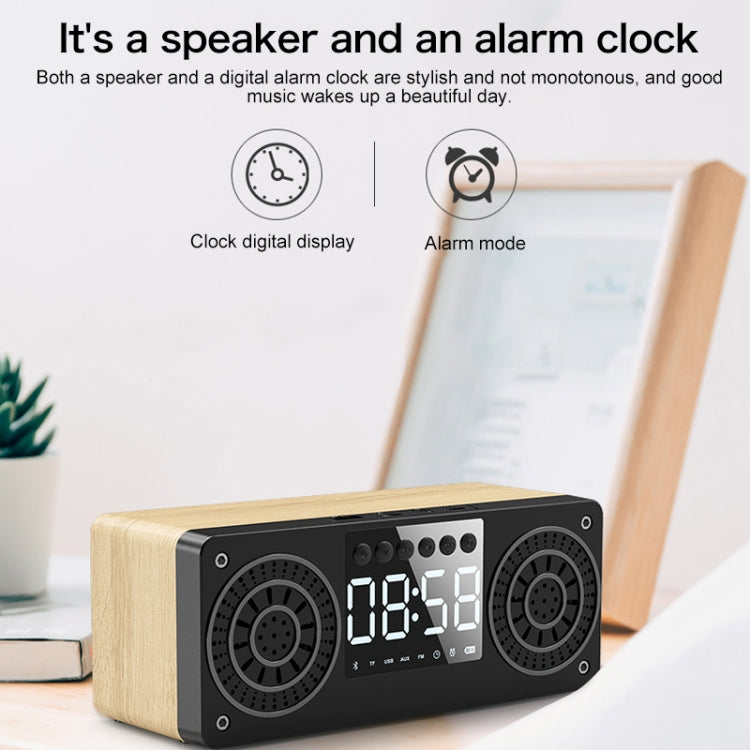 A10 Subwoofer Wooden Clock Bluetooth 5.0 Speaker, Support TF Card & U Disk Play & FM Radio(Black) - Desktop Speaker by buy2fix | Online Shopping UK | buy2fix