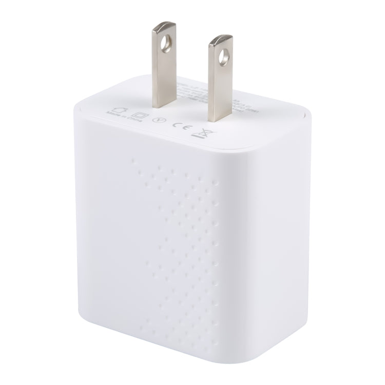 LZ-105A+C PD 20W USB-C/Type-C+QC 3.0 USB Ports Dot Pattern Travel Charger, US Plug(White) - USB Charger by buy2fix | Online Shopping UK | buy2fix