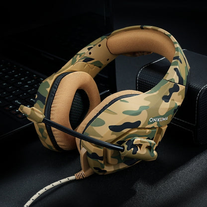 ONIKUMA K1-B Deep Bass Noise Canceling Camouflage Gaming Headphone with Microphone(Yellow) - Multimedia Headset by ONIKUMA | Online Shopping UK | buy2fix