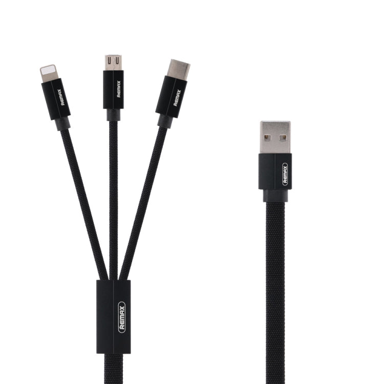 REMAX RC-094TH 1m 2.4A 3 in 1 USB to 8 Pin & USB-C / Type-C & Micro USB  Fast Charging Data Cable(Black) - Multifunction Cable by REMAX | Online Shopping UK | buy2fix