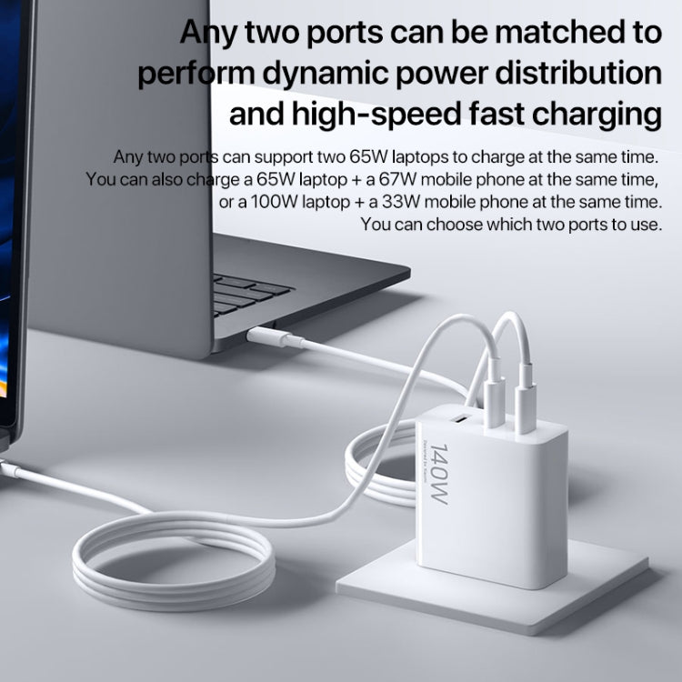 Original Xiaomi 140W 1 x USB + 2 x USB-C / Type-C Three Ports GaN Fast Charger Set, US Plug - USB Charger by Xiaomi | Online Shopping UK | buy2fix