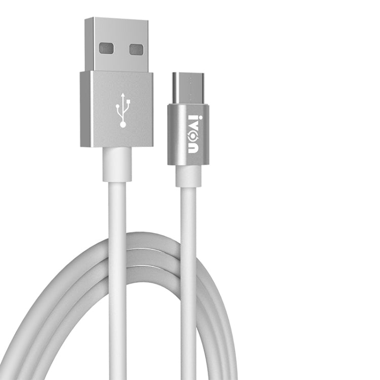 IVON CA73 2.4A Type-C / USB-C Fast Charging Data Cable, Length: 2m(White) - USB-C & Type-C Cable by IVON | Online Shopping UK | buy2fix