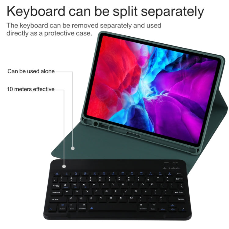 TG11B Detachable Bluetooth Black Keyboard + Microfiber Leather Tablet Case for iPad Pro 11 inch (2020), with Pen Slot & Holder (Dark Green) - For iPad Pro by buy2fix | Online Shopping UK | buy2fix