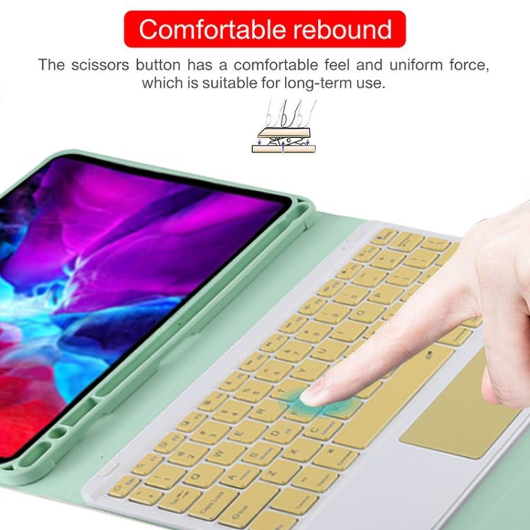 TG11BC Detachable Bluetooth Yellow Keyboard Microfiber Leather Tablet Case for iPad Pro 11 inch (2020), with Touchpad & Pen Slot & Holder (Green) - For iPad Pro by buy2fix | Online Shopping UK | buy2fix