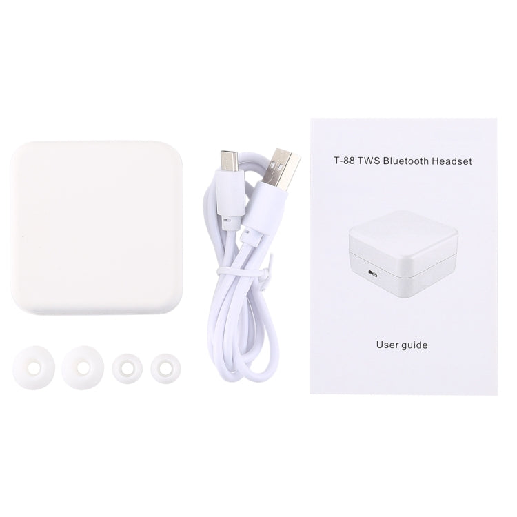 T-88 TWS Bluetooth V5.0 Wireless Stereo Earphones with Magnetic Charging Box(White) - TWS Earphone by buy2fix | Online Shopping UK | buy2fix