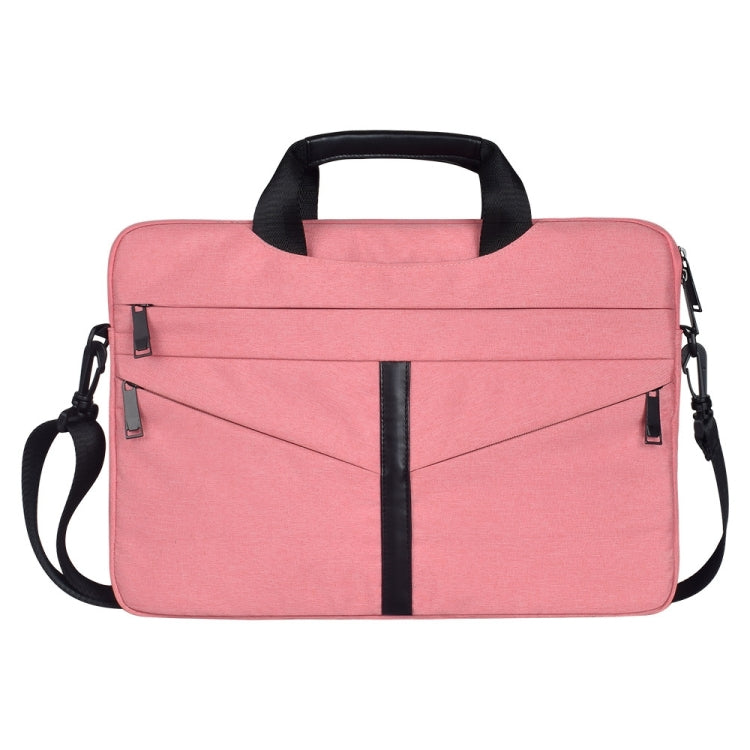 14.1 inch Breathable Wear-resistant Fashion Business Shoulder Handheld Zipper Laptop Bag with Shoulder Strap (Pink) - 14.1 inch by buy2fix | Online Shopping UK | buy2fix