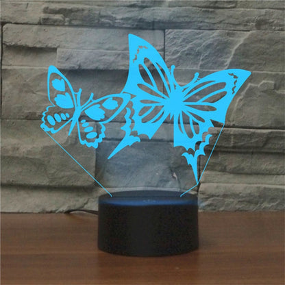 Two Butterflies Shape 3D Colorful LED Vision Light Table Lamp, USB Touch Version - Novelty Lighting by buy2fix | Online Shopping UK | buy2fix