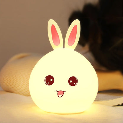 Rabbit Shape Patted Silicone LED Night Light, Creative 7-color Discoloration USB Charging (Pink) - Night Lights by buy2fix | Online Shopping UK | buy2fix