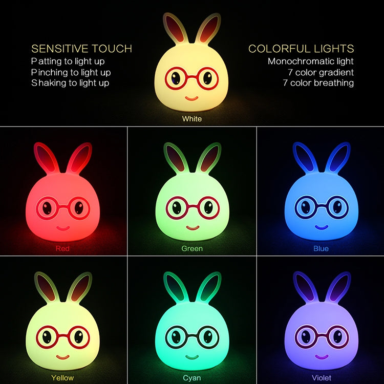 Happy Rabbit Creative Touch 3D LED Decorative Night Light, USB Charging Version (Blue) - Night Lights by buy2fix | Online Shopping UK | buy2fix