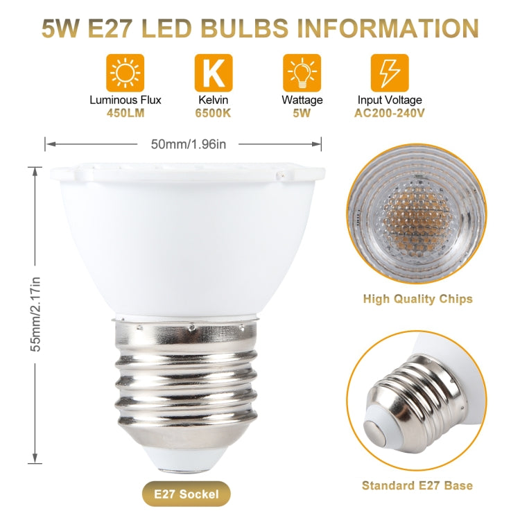 E27-7LED 5W No Strobe LED Spotlight, AC220V (White Light) - LED Blubs & Tubes by buy2fix | Online Shopping UK | buy2fix