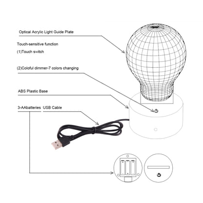 America Globe Style 3D Touch Switch Control LED Light , 7 Colour Discoloration Creative Visual Stereo Lamp Desk Lamp Night Light - Novelty Lighting by buy2fix | Online Shopping UK | buy2fix