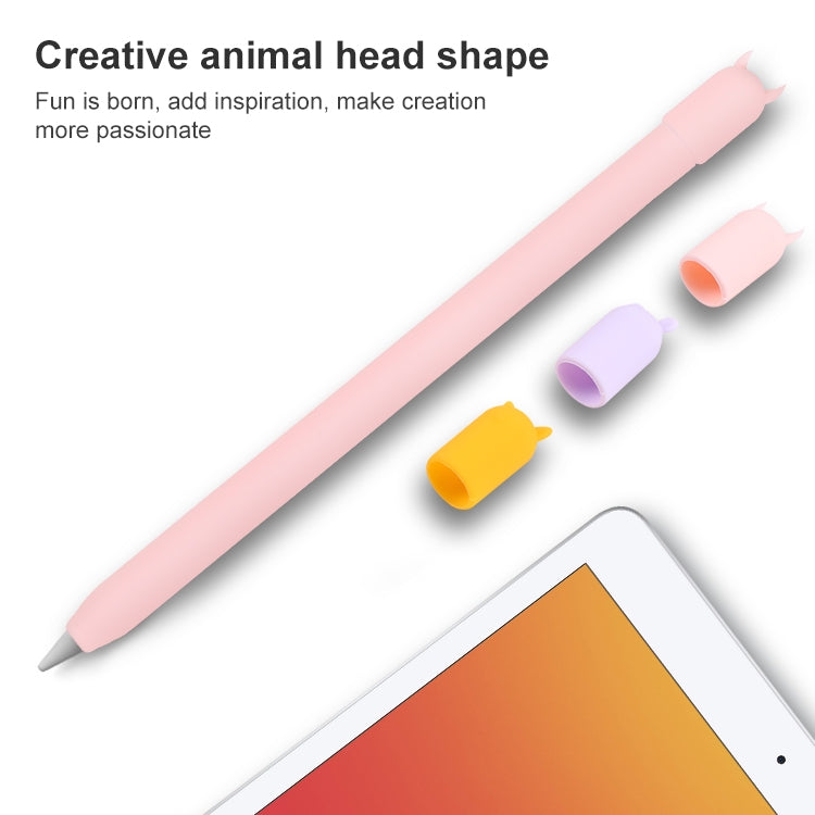 4 in 1 Stylus Pen Cartoon Animal Silicone Protective Case for Apple Pencil 1 (Yellow) - Pencil Accessories by buy2fix | Online Shopping UK | buy2fix