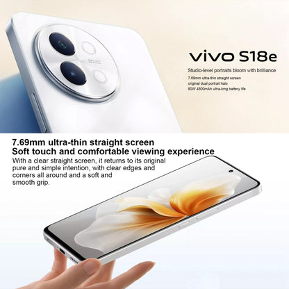 vivo S18e, Dual Back Cameras, 8GB+256GB, Face ID Screen Fingerprint Identification, 6.67 inch Android 14.0 OriginOS 4 Dimensity 7200 Octa Core 2.8GHz, OTG, NFC, Network: 5G, Support Google Play (Silver) - vivo by vivo | Online Shopping UK | buy2fix