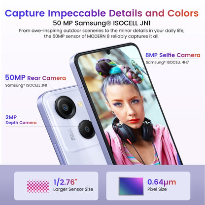 [HK Warehouse] Blackview Oscal MODERN 8, 8GB+128GB, Fingerprint Identification, 6.75 inch Android 13 Unisoc T616 Octa Core up to 2.2GHz, Network: 4G, OTG (Purple) - Blackview by Blackview | Online Shopping UK | buy2fix