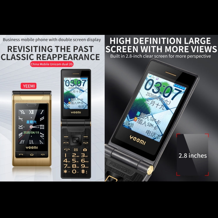 Mafam F10 Dual-screen Flip Phone, 2.8 inch  + 2.4 inch, 5900mAh Battery, Support FM, SOS, GSM, Family Number, Big Keys, Dual SIM (Gold) - Others by buy2fix | Online Shopping UK | buy2fix