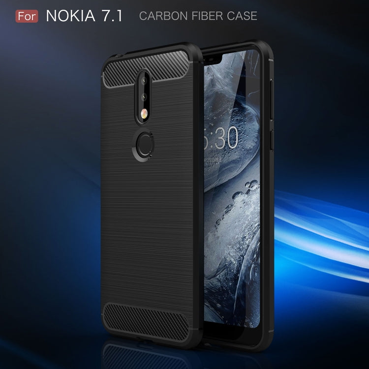 Brushed Texture Carbon Fiber Soft TPU Case for Nokia 7.1(Red) - Nokia Cases by buy2fix | Online Shopping UK | buy2fix