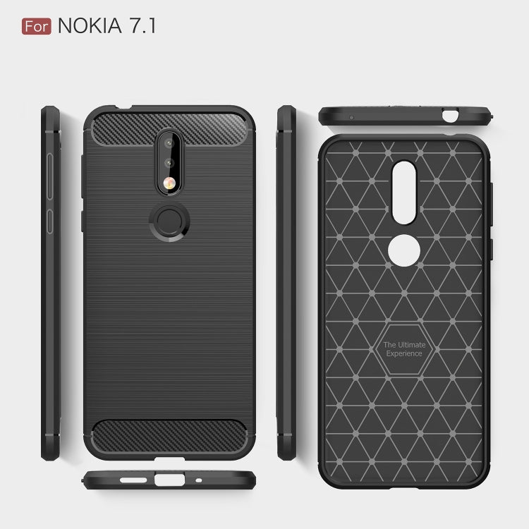 Brushed Texture Carbon Fiber Soft TPU Case for Nokia 7.1(Red) - Nokia Cases by buy2fix | Online Shopping UK | buy2fix