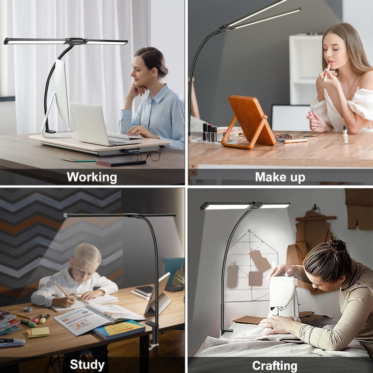 PULUZ Gooseneck Tube LED Fill Light Double Head Clip Desk Lamp (Black) - Selfie Light by PULUZ | Online Shopping UK | buy2fix