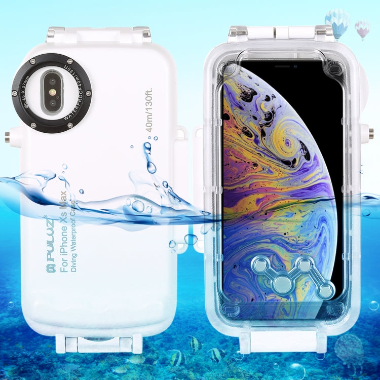 For iPhone XS Max PULUZ 40m/130ft Waterproof Diving Case, Photo Video Taking Underwater Housing Cover(White) - More iPhone Cases by PULUZ | Online Shopping UK | buy2fix