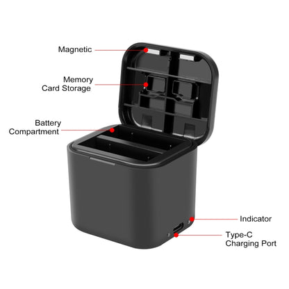 For Insta360 Ace Pro / Ace PULUZ Battery Charging Box Battery & Memory Card Storage Case (Black) - Others by PULUZ | Online Shopping UK | buy2fix