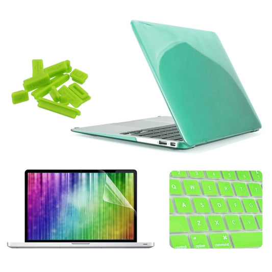 ENKAY for MacBook Air 13.3 inch (US Version) / A1369 / A1466 4 in 1 Crystal Hard Shell Plastic Protective Case with Screen Protector & Keyboard Guard & Anti-dust Plugs(Green) - MacBook Air Cases by ENKAY | Online Shopping UK | buy2fix