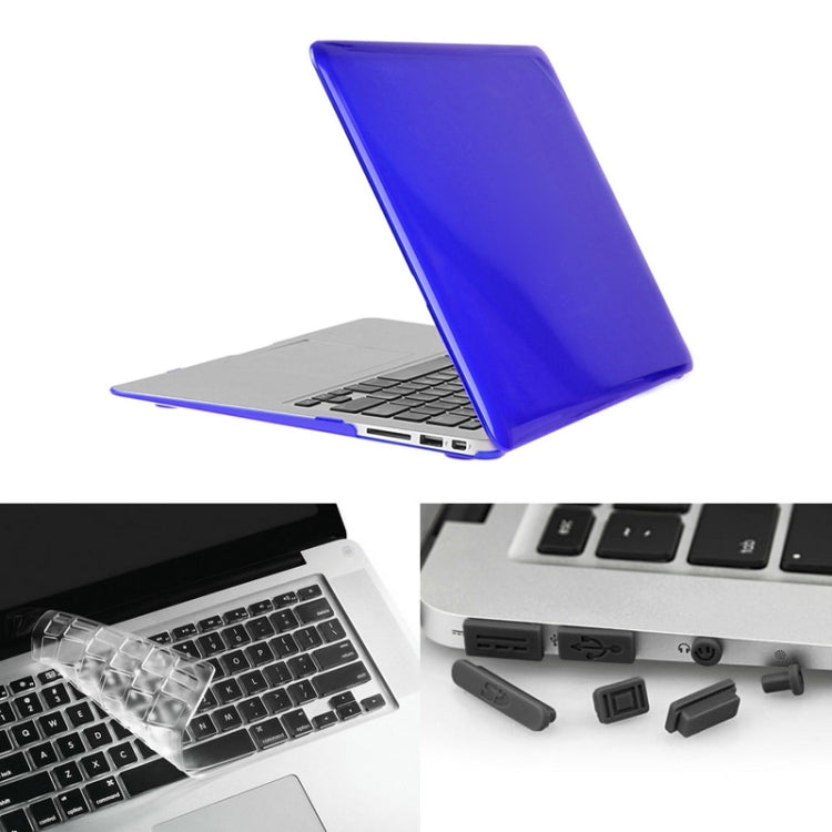 ENKAY for Macbook Air 13.3 inch (US Version) / A1369 / A1466 Hat-Prince 3 in 1 Crystal Hard Shell Plastic Protective Case with Keyboard Guard & Port Dust Plug(Dark Blue) - MacBook Air Cases by ENKAY | Online Shopping UK | buy2fix