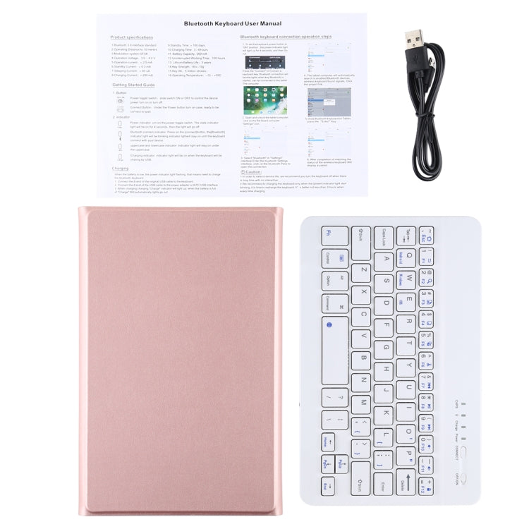 Ultra-thin Detachable Magnetic Bluetooth Keyboard Leather Tablet Case for Galaxy Tab A 8.0 2019 P200 / P205, with Holder(Rose Gold) - Samsung Keyboard by buy2fix | Online Shopping UK | buy2fix