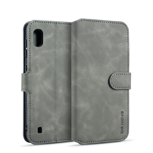 DG.MING Retro Oil Side Horizontal Flip Case for Galaxy A10, with Holder & Card Slots & Wallet (Grey) - Galaxy Phone Cases by DG.MING | Online Shopping UK | buy2fix