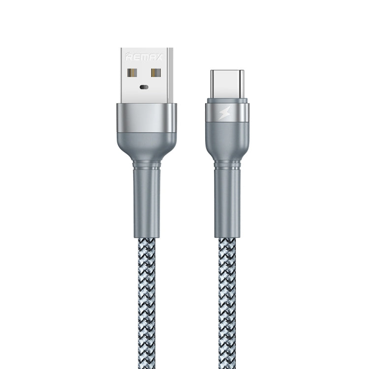 REMAX RC-124a 1m 2.4A USB to USB-C / Type-C Aluminum Alloy Braid Fast Charging Data Cable (Silver) - USB-C & Type-C Cable by REMAX | Online Shopping UK | buy2fix