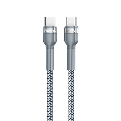 REMAX RC-172 Jany Series 1m PD100W Type-C to USB-C / Type-C Aluminum Alloy Braid Fast Charging Data Cable (Silver) - USB-C & Type-C Cable by REMAX | Online Shopping UK | buy2fix