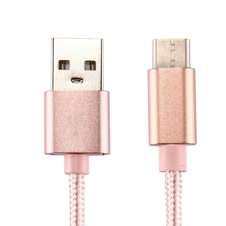 Knit Texture USB to USB-C / Type-C Data Sync Charging Cable, Cable Length: 2m, 3A Output(Rose Gold) - USB-C & Type-C Cable by buy2fix | Online Shopping UK | buy2fix