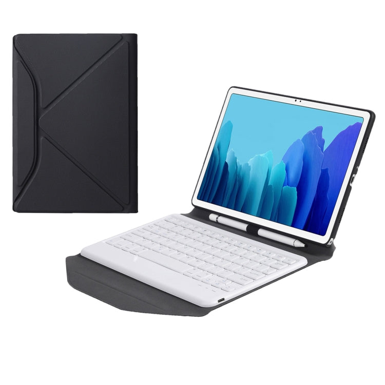 B500 Diamond Texture Triangle Back Holder Splittable Bluetooth Keyboard Leather Tablet Case for Samsung Galaxy Tab A7 10.4 2020(White + Black) - Samsung Keyboard by buy2fix | Online Shopping UK | buy2fix